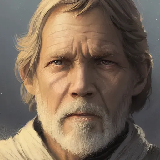 Image similar to portrait of a man by Greg Rutkowski, old jedi Master Luke Skywalker from Star Wars Expanded Universe, he is about 60 years old, highly detailed portrait, digital painting, artstation, concept art, smooth, sharp foccus ilustration, Artstation HQ