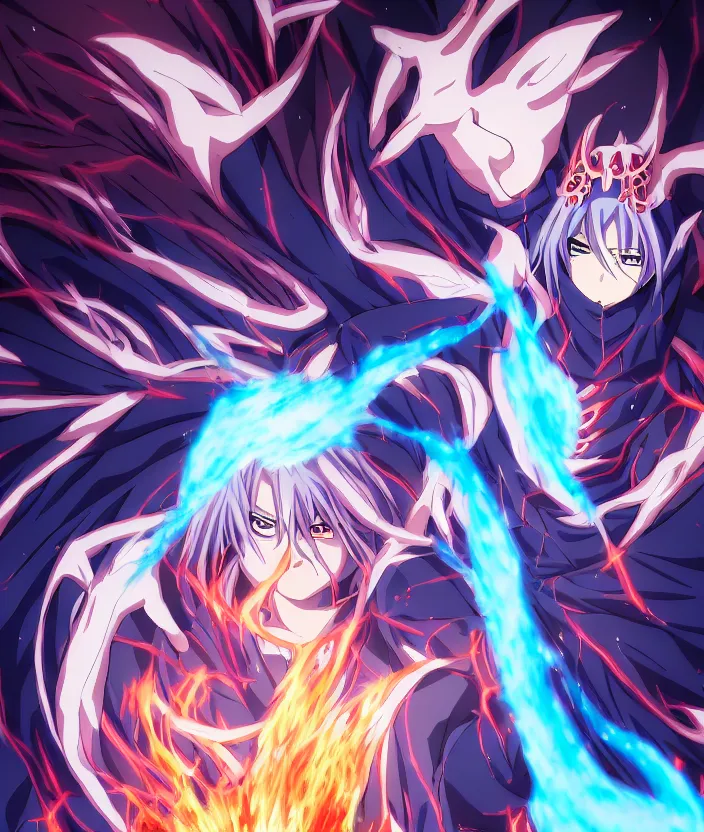 Image similar to demon lord rimuru tempest casts the ultimate spell, detailed, 8 k, intricate, magic, high resolution, deviant art, anime, crunchyroll, funimation