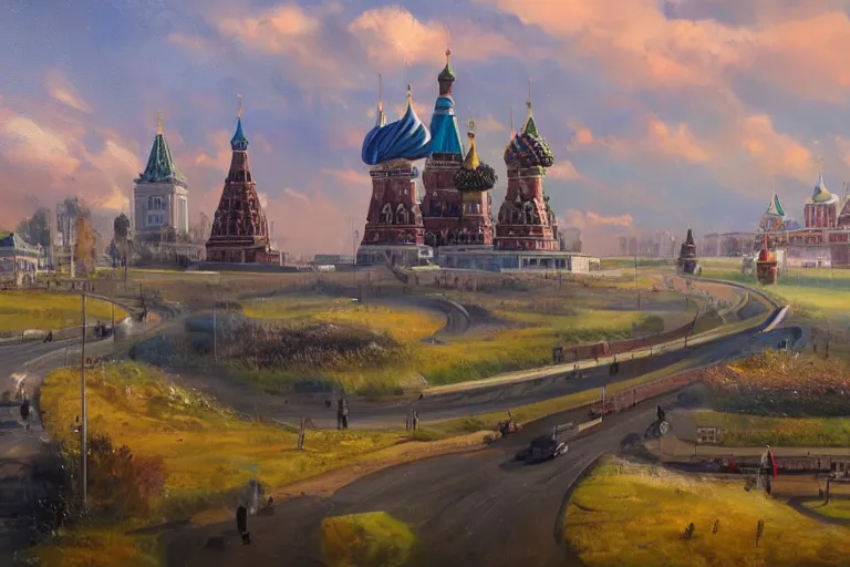 Prompt: beautiful russia of the future, oil painting, trending on artstation
