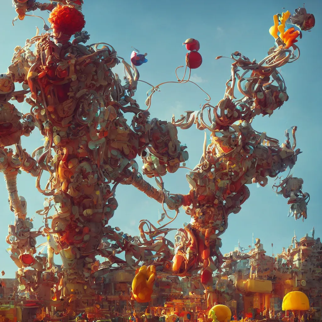 Image similar to ronald mcdonald statue in the world by beeple, darek zabrocki, tyler edlin, jordan grimmer, neil blevins, james paick, natasha tan, highly detailed, ultra detailed, ultra realistic, trending on artstation