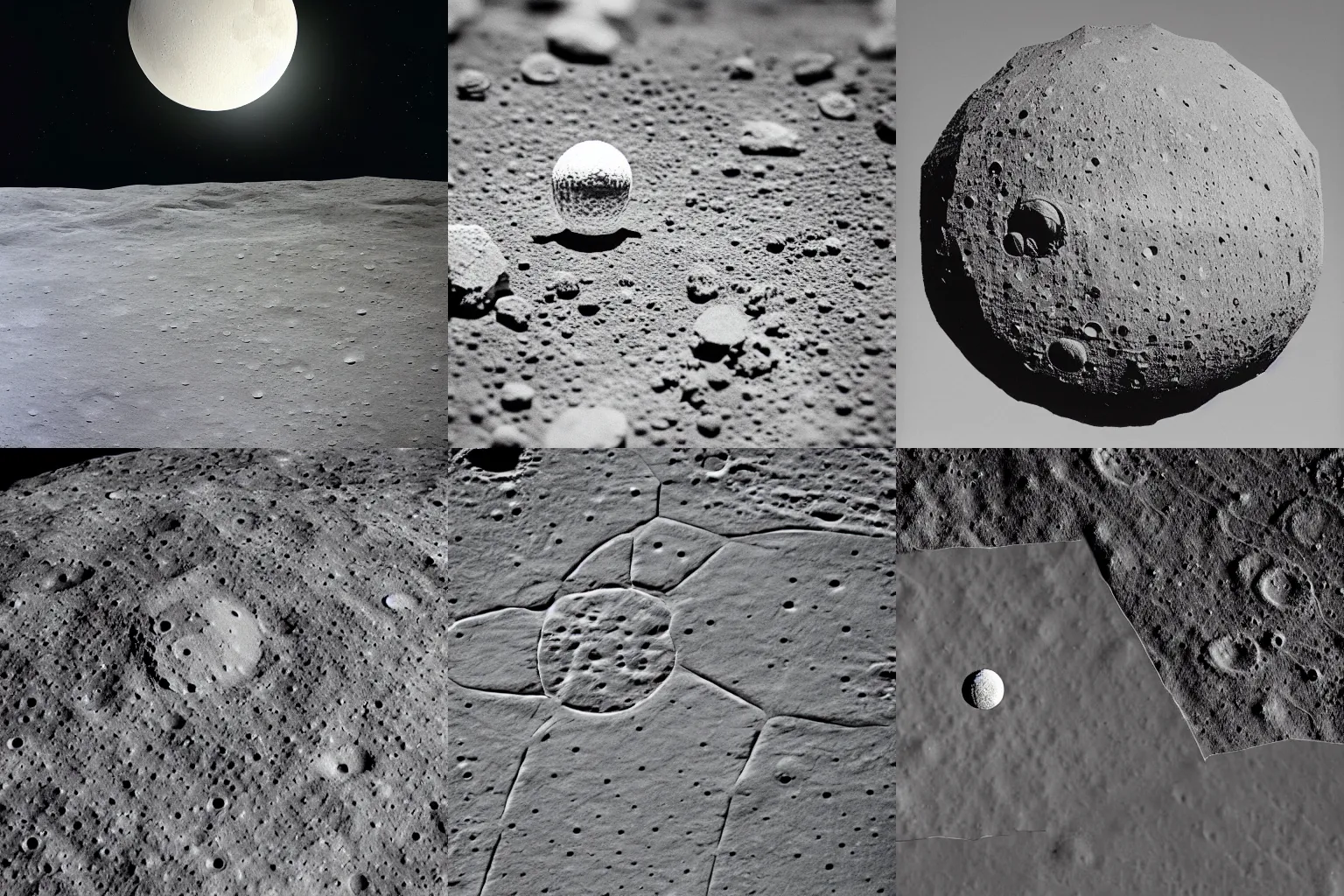 Prompt: lunar landscape with closeup of geodesic sphere