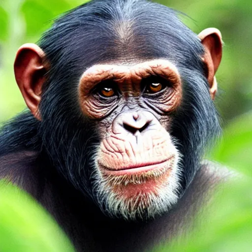 Image similar to chimpanzee with the face of Willem Dafoe