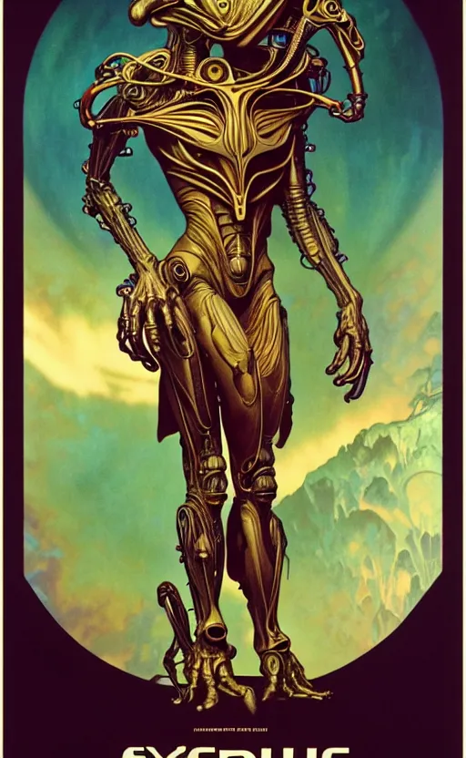 Image similar to exquisite imaginative alien creature poster art, humanoid, movie art, by lucusfilm, weta studio, alphonso mucha, giger, james jean, frank frazetta, 8 k, denoised