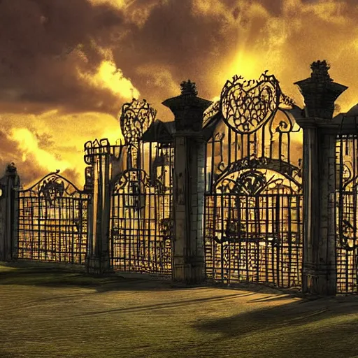 Prompt: the gates of heaven with incredible clouds and light, very detailed