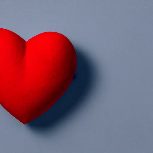 Image similar to 3d render of a red clay heart shape in the middle of a gray sheet of paper, range of pastel colors on the left side