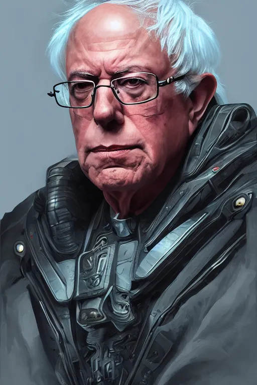 Image similar to Portrait of Bernie Sanders wearing futuristic power armor, fantasy, intricate, highly detailed, digital painting, trending on artstation, sharp focus, illustration, style of Stanley Artgerm