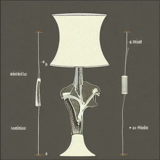 Prompt: educational and detailed anatomical illustration of a table lamp