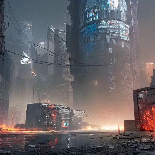 Image similar to masterpiece epic concept art of city 1 7, half life, the citadel, civil protection combine, cyberpunk, drones, dystopian future, mechanical, technological, 1 9 8 4, big brother, hyperrealistic, intricate digital art, breathtaking, artgem, trending artstation, volumetric lighting, real time render, 8 k ultra high definition, unreal 5