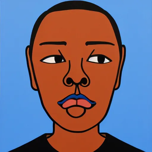Prompt: a portrait a very ordinary person, by Julian Opie, acrylic painting, flat bold color, facing front, anatomically correct, beautiful perfect face, sharp focus, Highly Detailed, 8k, HD