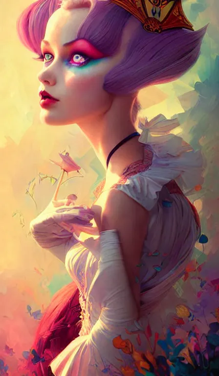 Prompt: illustration of alice from alice in wonder land, portrait, sharp focus, digital art, concept art, dynamic lighting, by anna dittmann, mark arian, marc davis, and sandra chevrier