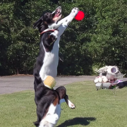 Image similar to dog juggling