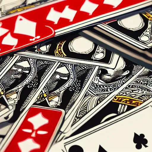 Prompt: house made of poker card illustration - n 6