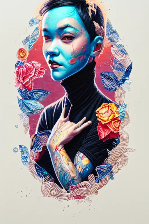 Image similar to a baby in a jeans pocket, tristan eaton, victo ngai, artgerm, rhads, ross draws