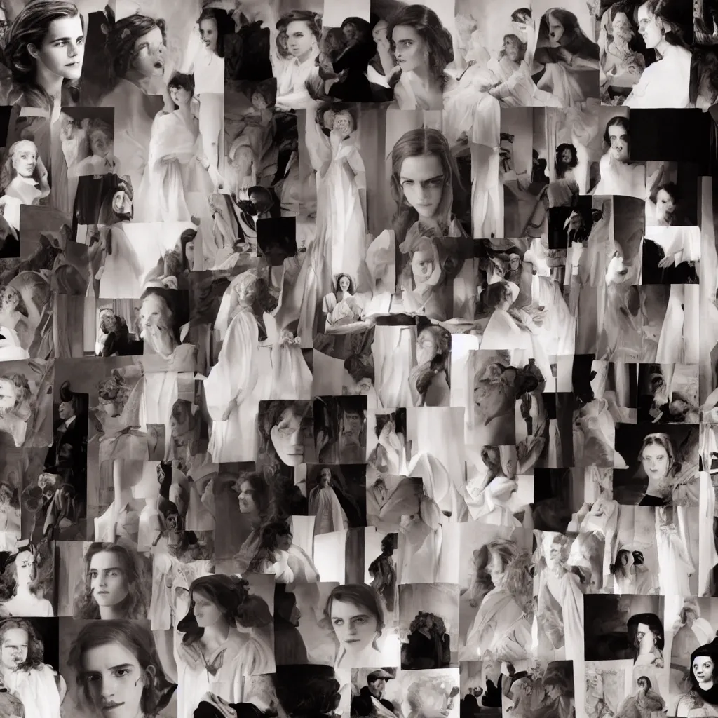 Image similar to closeup centre frame Emma Watson long hair flowing robes baroque room cinematic lighting stanley kubrick barry lyndon Cecil Beaton, Lee Miller, Irving Penn, David Bailey, Corinne Day, Patrick Demarchelier 4k canon 5d mk4