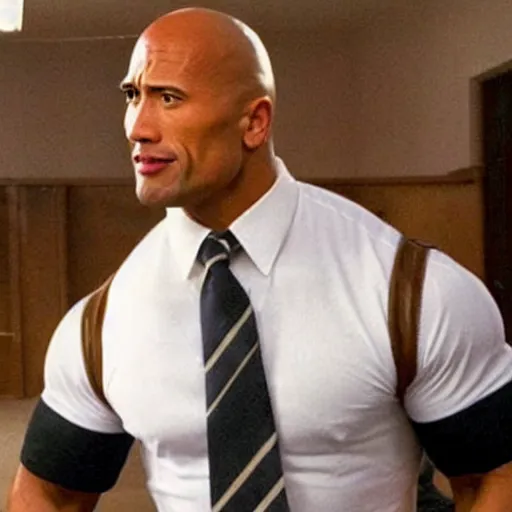 Image similar to a pretty picture of dwayne the rock johnson dressed as a schoolgirl
