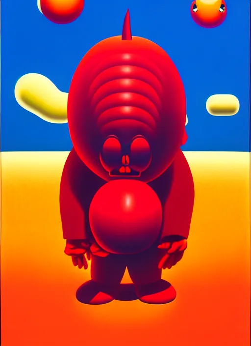 Prompt: inflated devil by shusei nagaoka, kaws, david rudnick, airbrush on canvas, pastell colours, cell shaded, 8 k