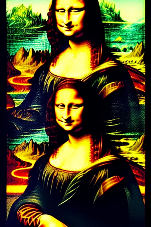 Image similar to a portrait of the mona lisa! created in mario paint ( published by nintendo for the super nintendo entertainment system in 1 9 9 2 )