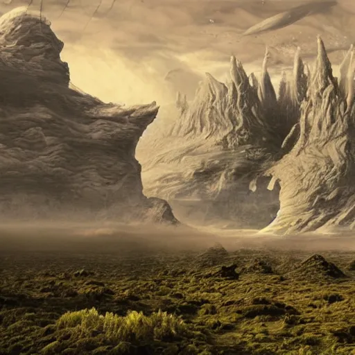 Image similar to alien landscape hyperrealism