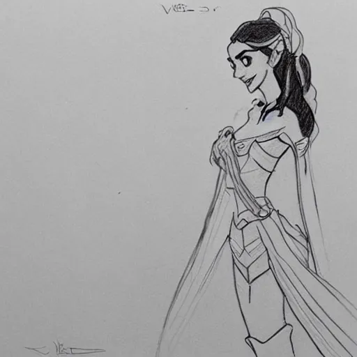 Image similar to milt kahl sketch of victoria justice as princess padme from star wars episode 3