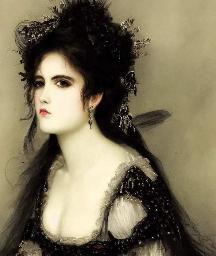 Prompt: Gothic princess portrait by William-Adolphe Bouguerea, highly detailded