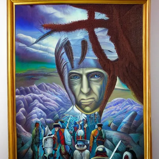 Image similar to trail of tears, surrealism, high detail, masterpiece, oil on canvas