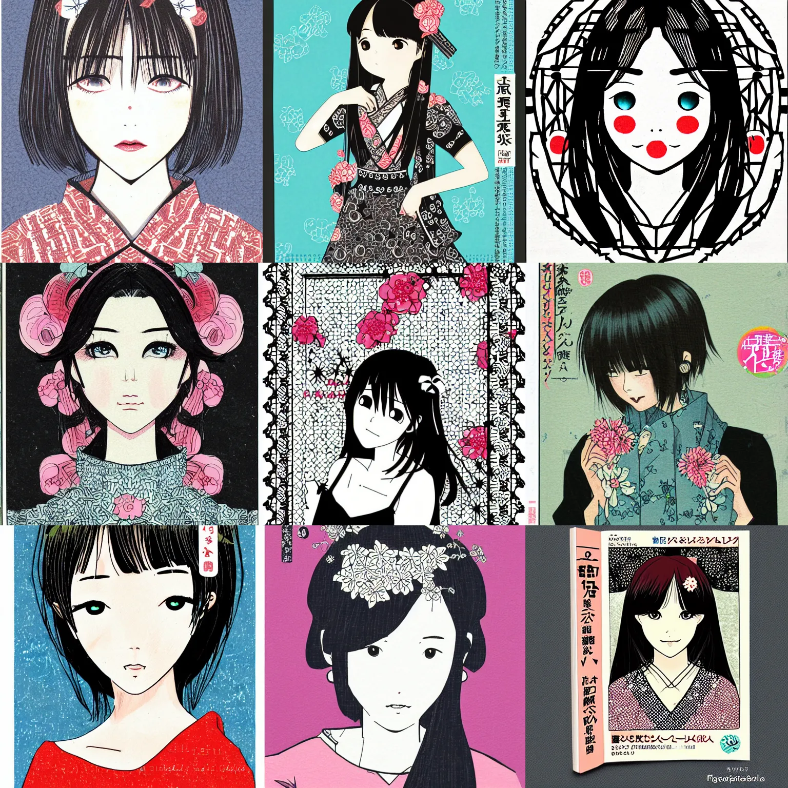 Prompt: single girl portrait, japanese comic magazine illustration, intricate design