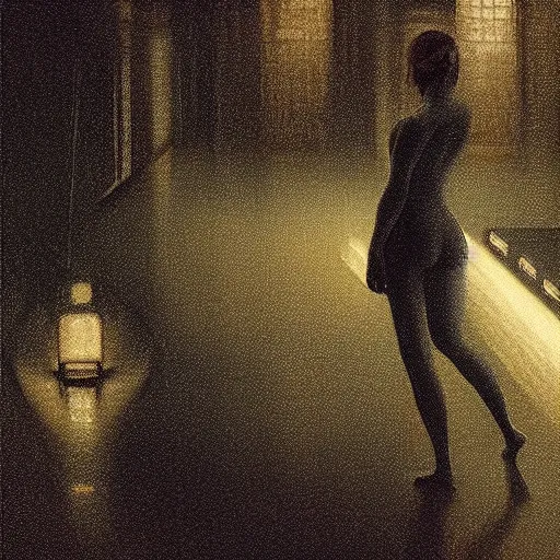 Prompt: silhouette of a Elle Fanning at sea in a storm, pitch black room, extremely detailed masterpiece, oil on canvas, low-key neon lighting, artstation, Blade Runner 2049, Roger Deakin’s cinematography, by J. C. Leyendecker and Peter Paul Rubens,