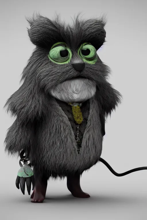 Prompt: 3 d model of a evil fur monster with glowing eyes by alexander jansson : 1 | centered, spectral color, electric color, rolling hills : 0. 9 | fantasy : 0. 9 | by jim henson and dave melvin : 0. 4 | unreal engine, deviantart, artstation, octane, finalrender, concept art, hd, 8 k resolution : 0. 8