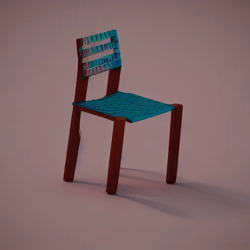 Prompt: 3 d object of chair, isometric game, isometric art, centralised, mohamed chahin, blender cycles render, solid colours material, no background and shadows