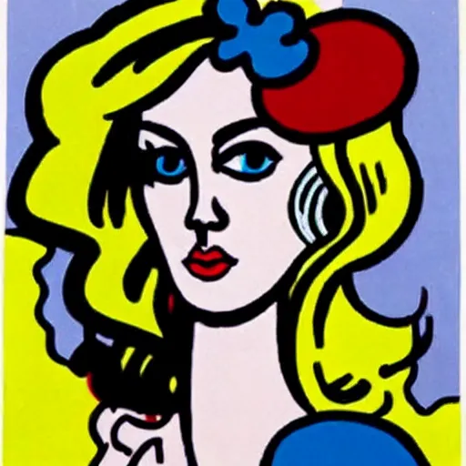 Prompt: surrealistic Roy Lichtenstein blonde girl