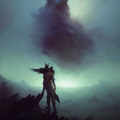 Image similar to ''cinematic shot'' portrait how it feel to slowly start to lose best friend atmosferic realistic dark made by ivan aivazovsky, peter mohrbacher, greg rutkowski volumetric light effect broad light oil painting painting fantasy art style sci - fi art style realism premium prints available artwork unreal engine