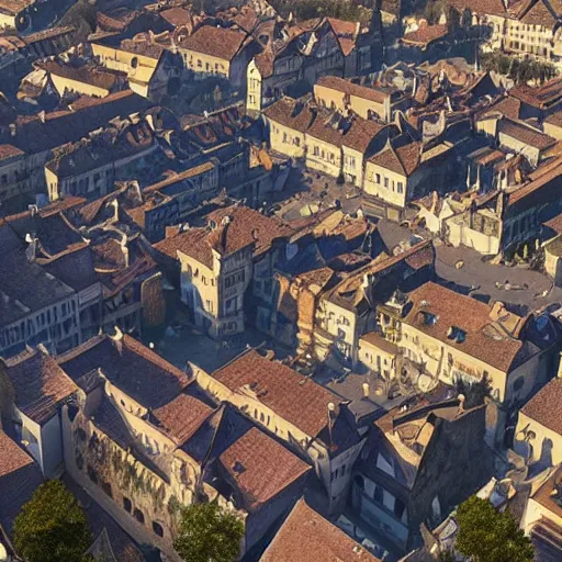 Prompt: an ultra detailed matte painting of the quaint town of galic, grid shaped city cobblestone streets, fantasy city, light snowfall, wind, inspiring gothic architecture, ultrawide lense, aerial photography, unreal engine, exquisite detail, 8 k, art by greg rutkowski and alphonse mucha