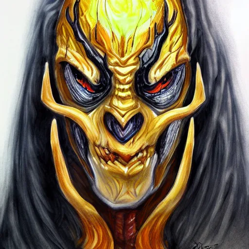 Image similar to painted self portrait of Sauron, realistic, sketch, hyperdetailed, by Shania McDonagh