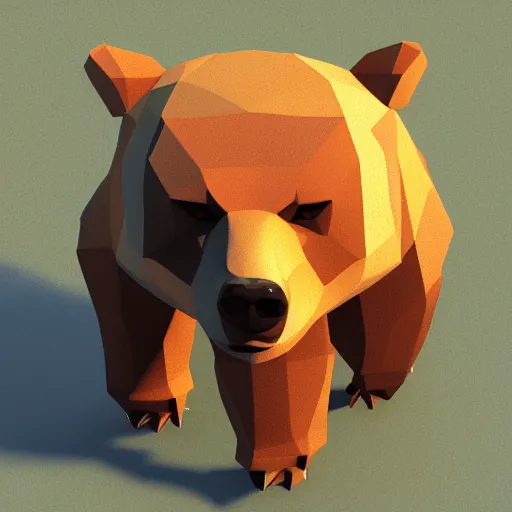 Prompt: low poly render, bear