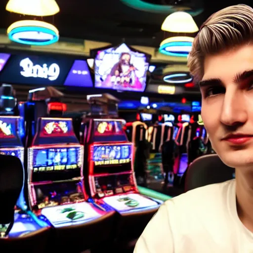 Image similar to really handsome gigachad xqc gambling : : realistic : : 1 dslr : : 1 - - quality 2