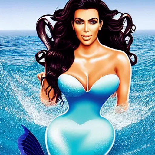 Prompt: Kim Kardashian as Ariel the Little Mermaid