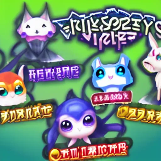 Prompt: mystery creatures from a mobile gacha game