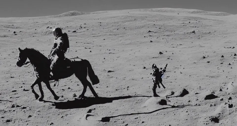 Image similar to An astronaught riding a horse on the moon