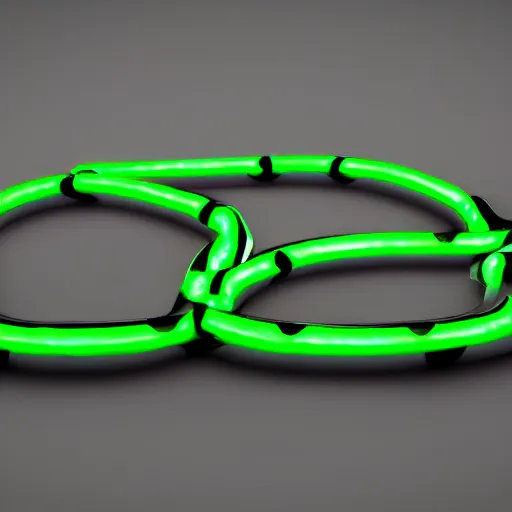 Prompt: an illustration of a green and black neon mechanical snake, octane render, 3D