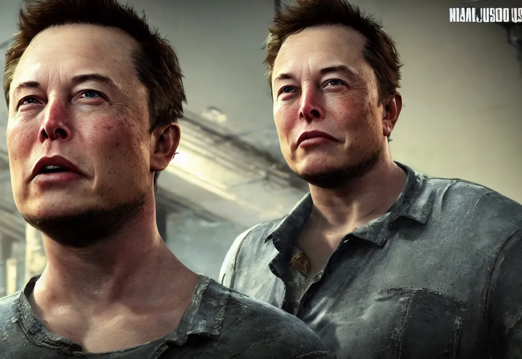 Prompt: elon musk in the video game in the last of us, gameplay screenshot, close up, 3 d rendering. unreal engine. amazing likeness. very detailed.