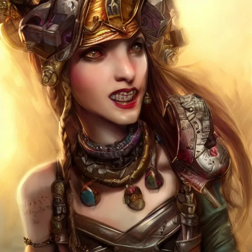 Image similar to Jinx, high resolution fantasy concept art, realistic, intricate details, soft lighting