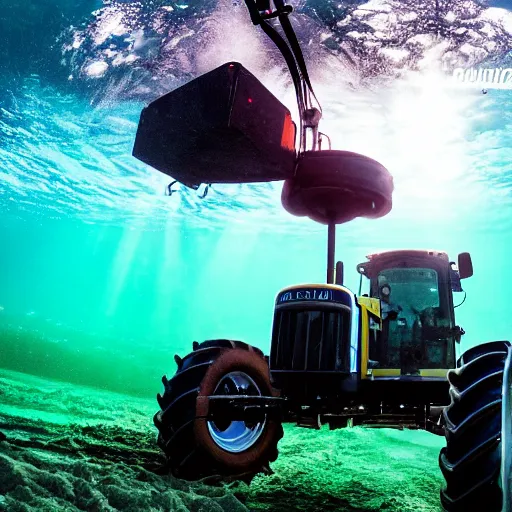 Image similar to ultrawide shot backlit tractor ploughing the seabed underwater photo on gopro