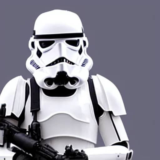 Prompt: still of female stormtrooper posing for the camera