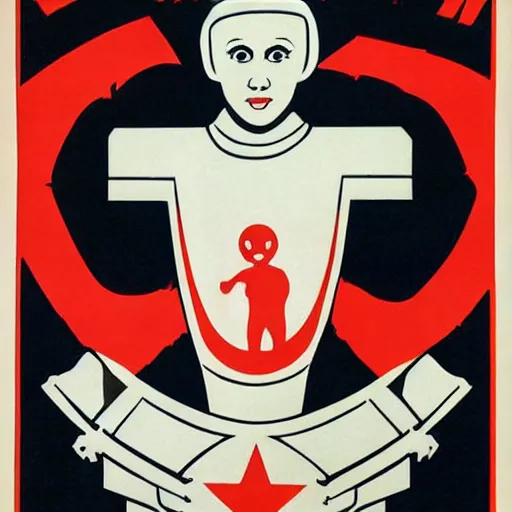 Image similar to 1984 Soviet propaganda poster depicting the danger of free speech