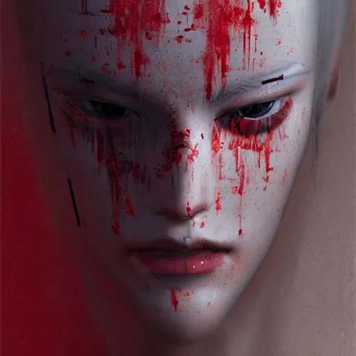 Prompt: abstract cloth covering a face loosely, sad, highly detailed, modern, digital art, red color, unreal engine, photorealism, cinematic lighting, 8k photorealistic, dramatic, trending on artstation, by Greg Rutkowski