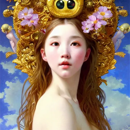 Image similar to a masterpiece ultrarealistic ultradetailed portrait of beautiful girl in bunny costume baroque renaissance. medium shot, intricate, elegant, by stanley artgerm lau, wlop, alphonse mucha, rossdraws, andrei riabovitchev, yoshitaka amano. flower background my james jeand and takashi murakami.