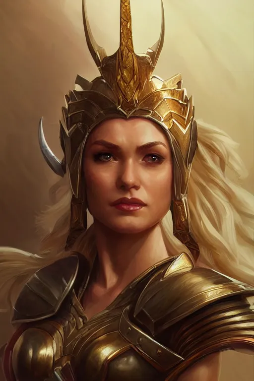 Image similar to amazon valkyrie athena, d & d, fantasy, portrait, highly detailed, headshot, digital painting, trending on artstation, concept art, sharp focus, illustration, art by artgerm and greg rutkowski and magali villeneuve