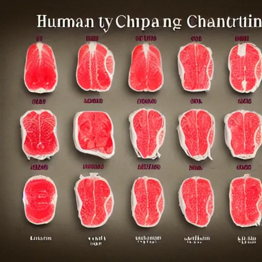 Prompt: human meat cutting chart