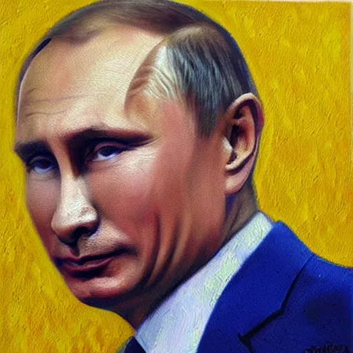 Image similar to oil painting of vladimir putin holding the world