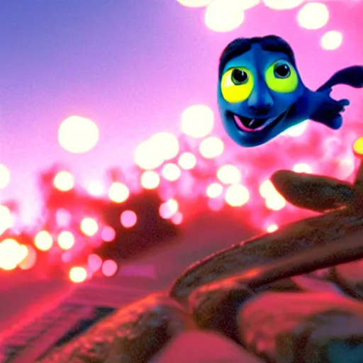 Image similar to a cinematic still of the Pixar version of the movie Next Friday (2000) epic lighting, shallow depth of field